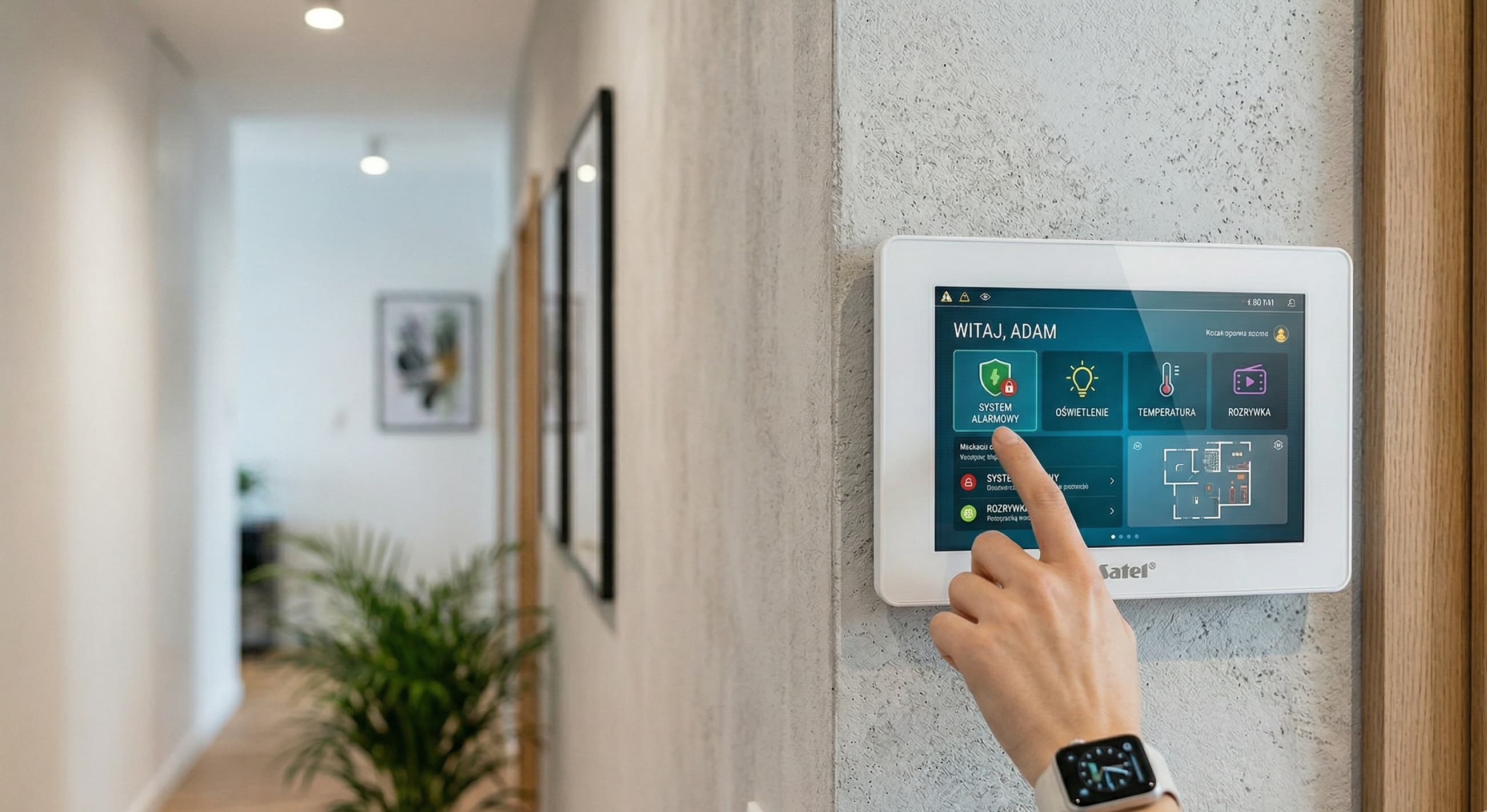 Nowoczesny manipulator dotykowy systemu alarmowego Satel Integra